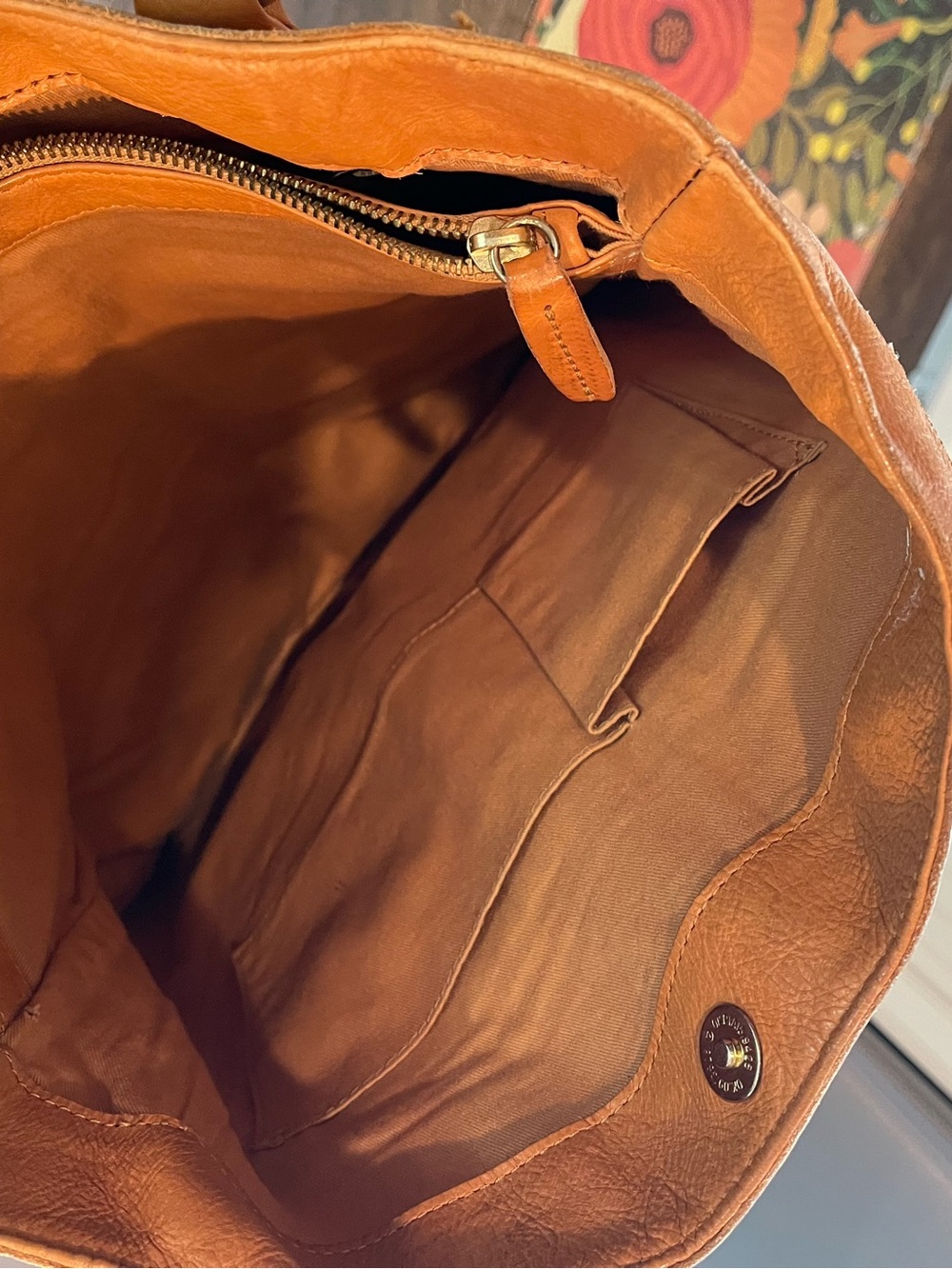 Vintage 2000s JCrew Cognac Leather Tote - Picture 3 of 6